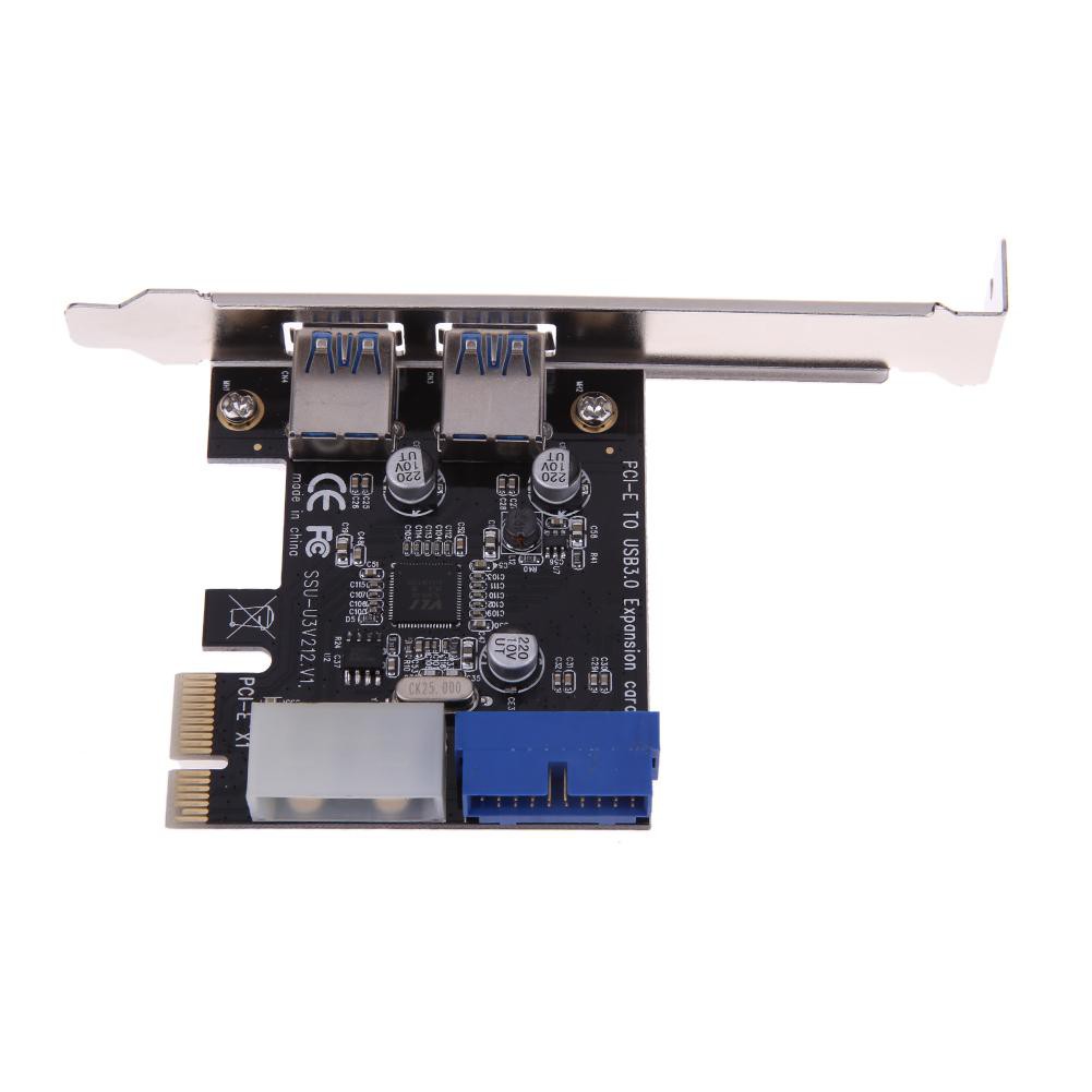 Card mở rộng 2 cổng USB 3.0 19 pin PCI-E 4pin trong kích thước 66*120*20mm