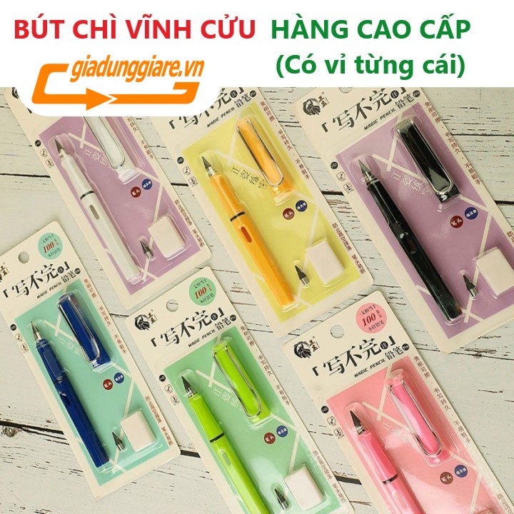 Bút chì VĨNH CỬU (Hàng cao cấp có vỉ kèm tẩy kèm thêm 1 ngòi) Viết chì không lem bẩn không cần chuốt mãi không hết chì