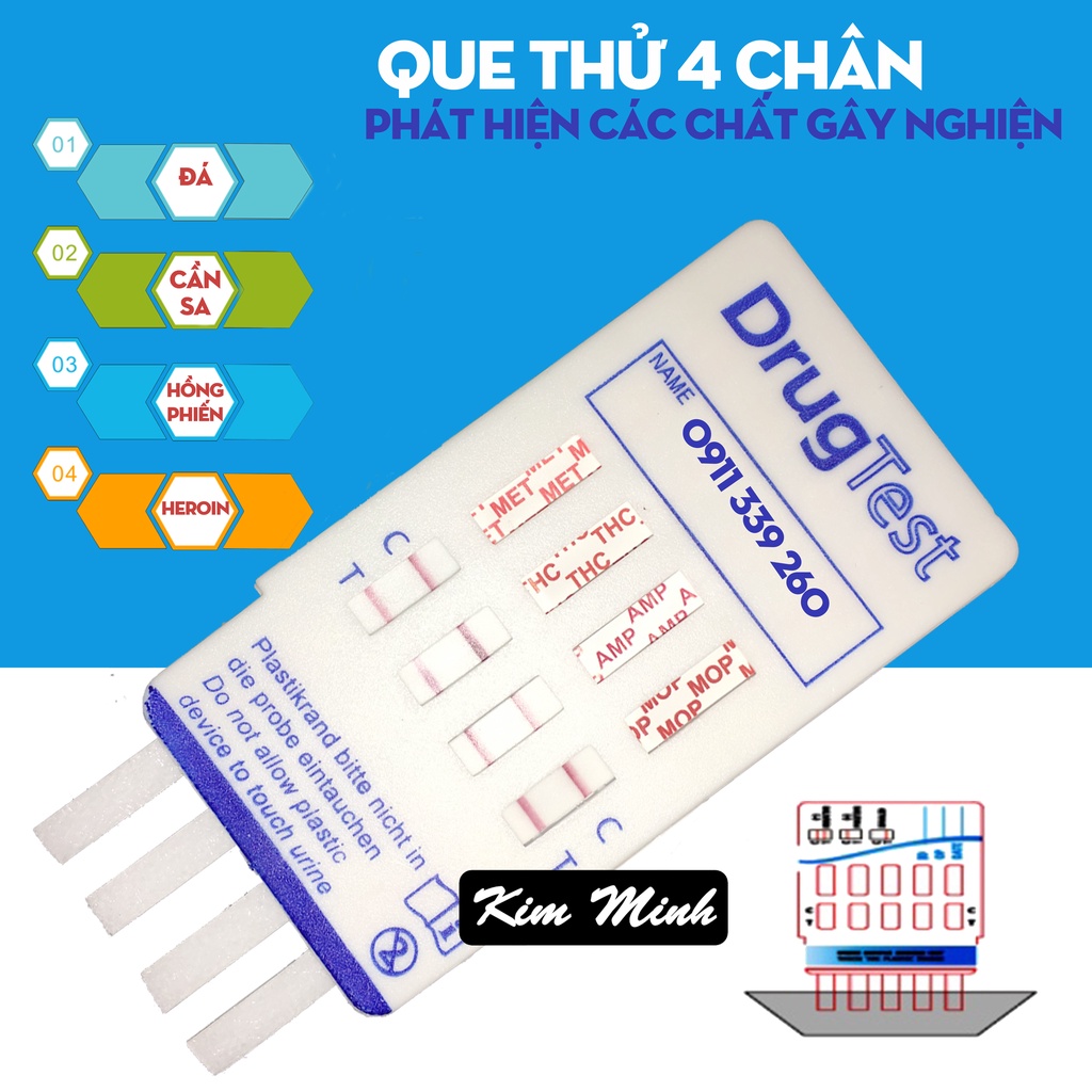 Que thử ma tuy 4 chân Fastep USA (MET | THC | AMP | MOC)