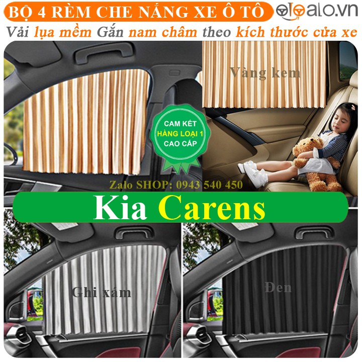 Rèm che nắng xe ô tô Kia Carens Vải lụa cao cấp thanh ray gắn nam châm keo - OTOALO