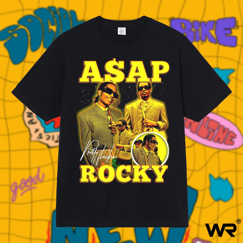 Áo thun unisex Wright ngôi sao nhạc rap rapper ASAP Rocky form rộng oversize phong cách vintage USA