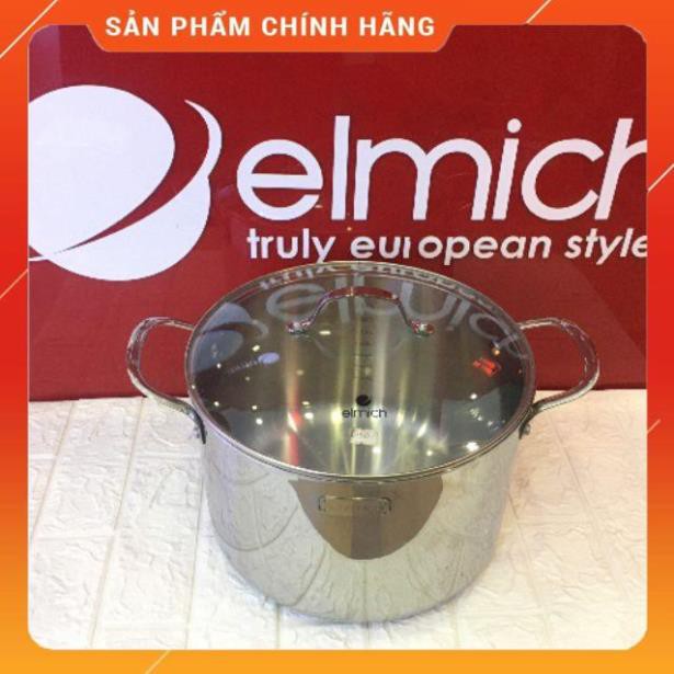 Nồi luộc gà inox elmich trimax 3 lớp đáy liền size 28cm 3736