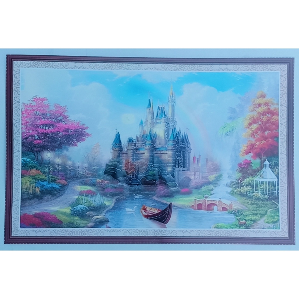 Tranh 3D Dán tường nổi họa tiết phong cảnh hữu tình KT: Tranh 40x60cm giá 38000₫