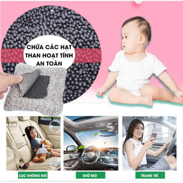 Thú bông GIỐNG THẬT 99% chó mèo sói gấu lõi than hoạt tính lọc không khí khử mùi trang trí xe hơi ô tô