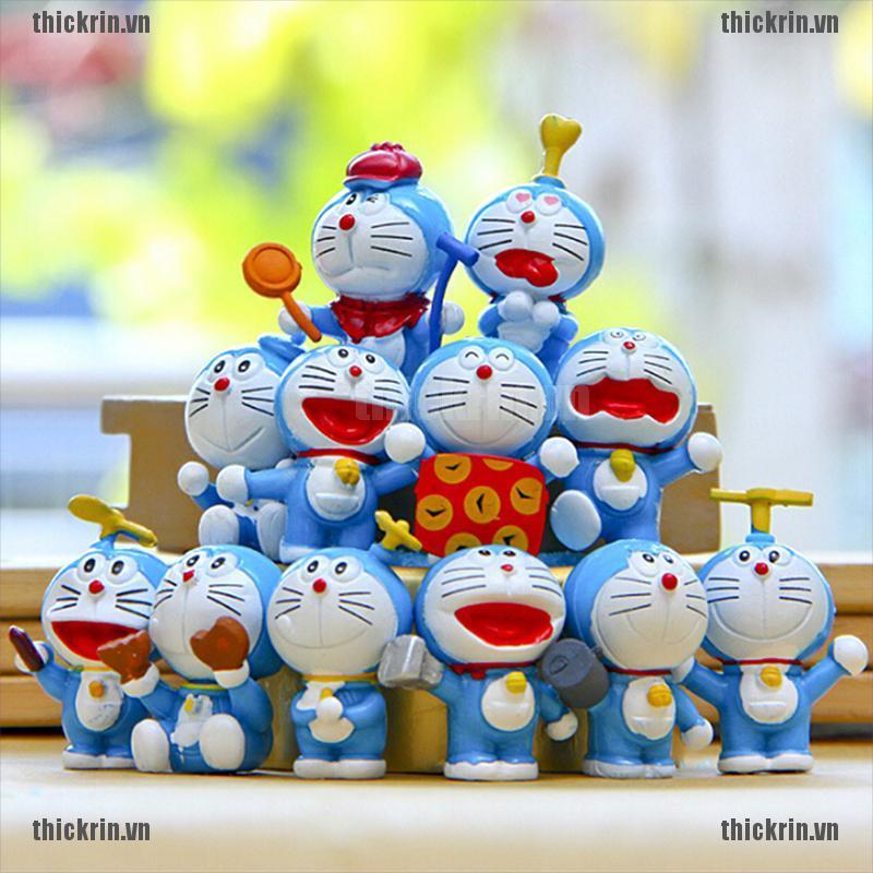 <Hot~new>12Pcs cartoon treasure chest Doraemon action figure toys for kids gift