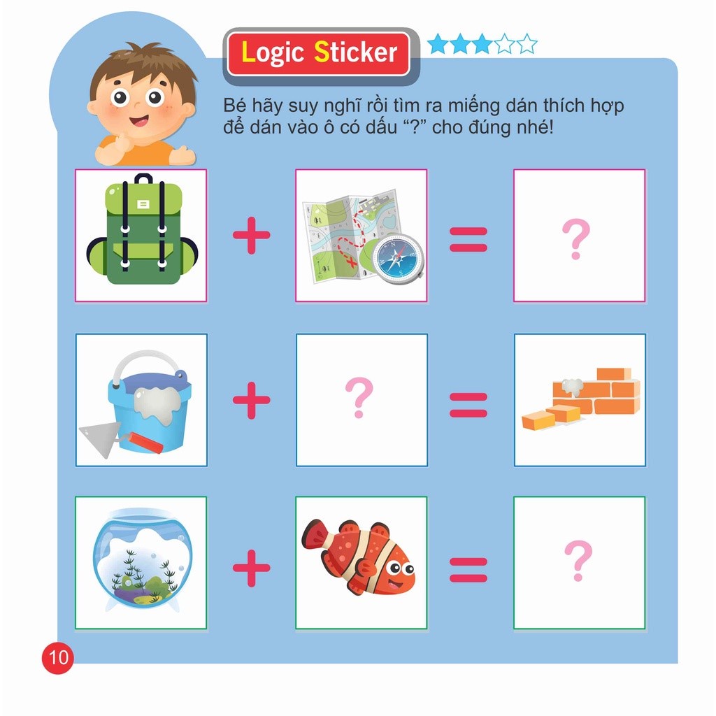 Sách - Logic Sticker For kids dán hình phát triển tư duy cho bé - Quyển 1/2/3/4 [NDBOOKS]