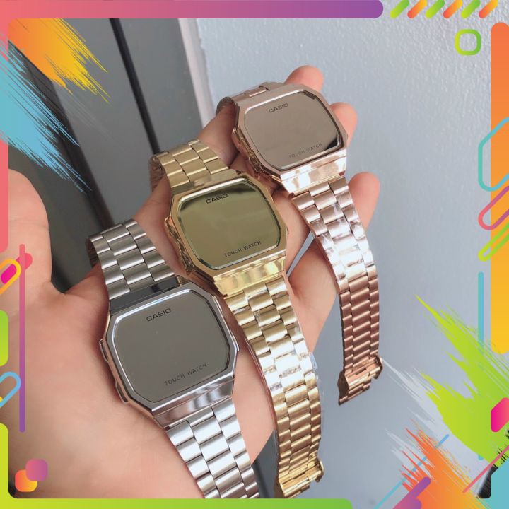 Đồng Hồ Casio Cảm Ứng Unisex 🔥 Ảnh Thật 🔥 A168 Đèn Led, Thép không gỉ, mặt tráng gương, dáng thon gọn sang trọng | BigBuy360 - bigbuy360.vn
