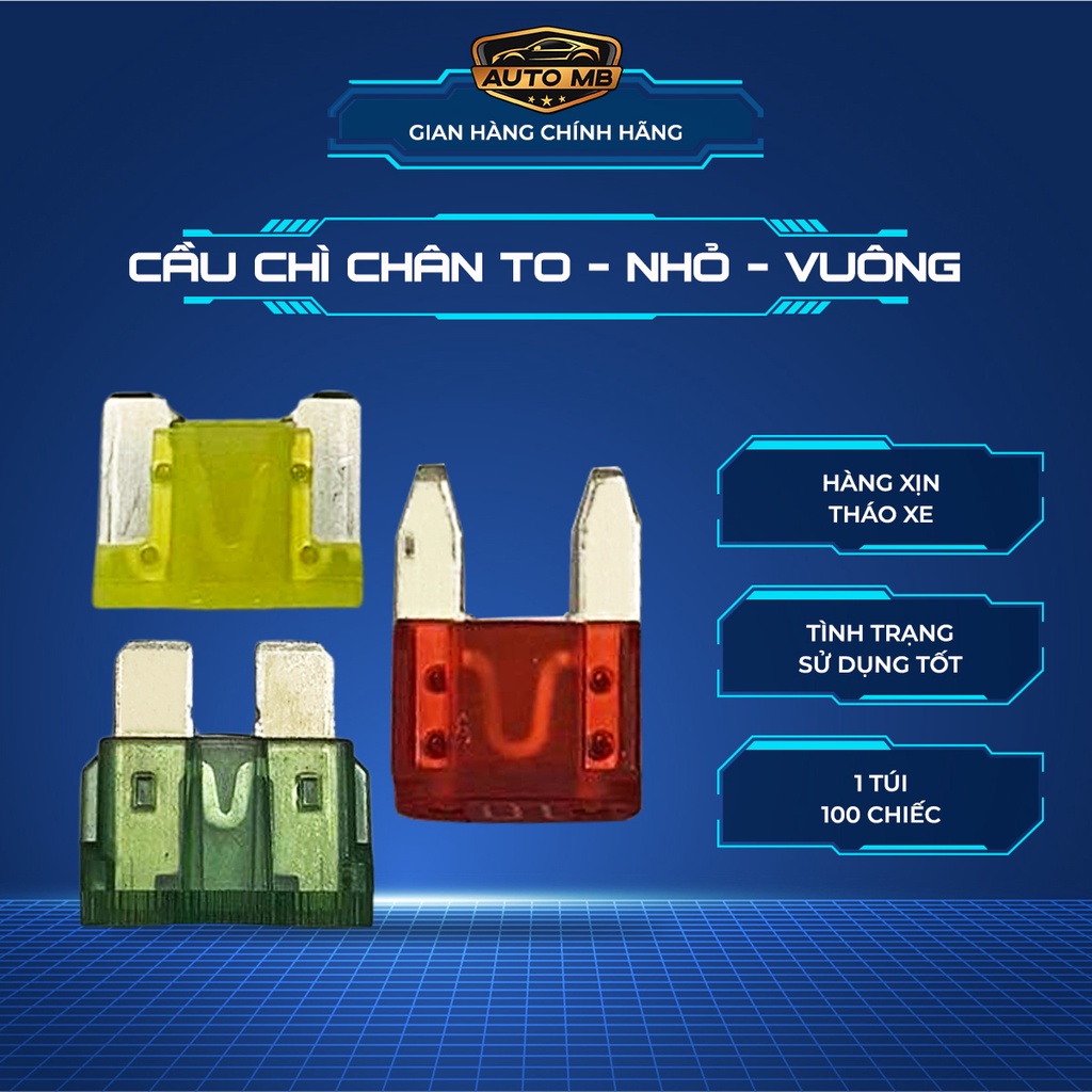 Cầu chì chân to, nhỏ vuông, bịch 100c lẫn từ 5-30A cầu chì ô tô các loại - AUTO MB