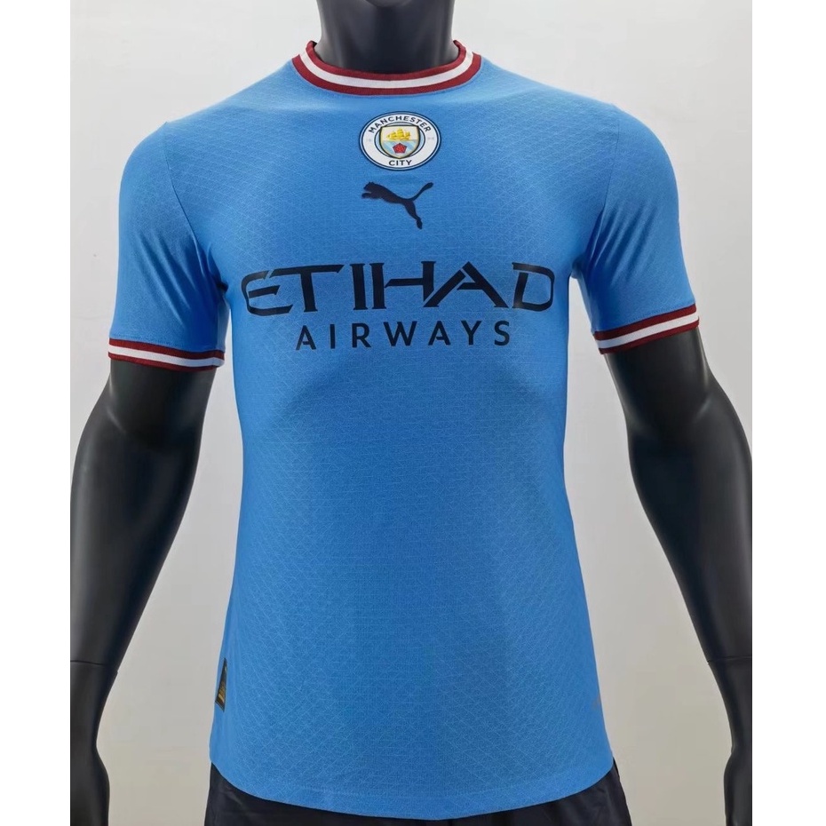 Áo Thun Đá Banh Màu Xanh In Số 2022-23 Manchester City Cho Nam