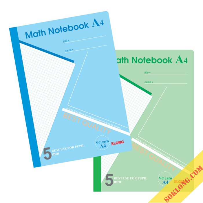 Vở A4 200 trang caro MS 298 Math Notebook tiện lợi cho học toán sổ Klong