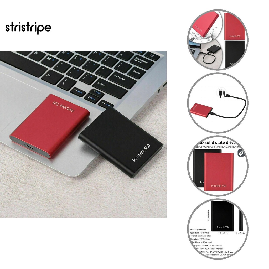 Ổ cứng ngoài hình chữ nhật 500G 1T 2 T loại C SSD nhỏ gọn cho PC