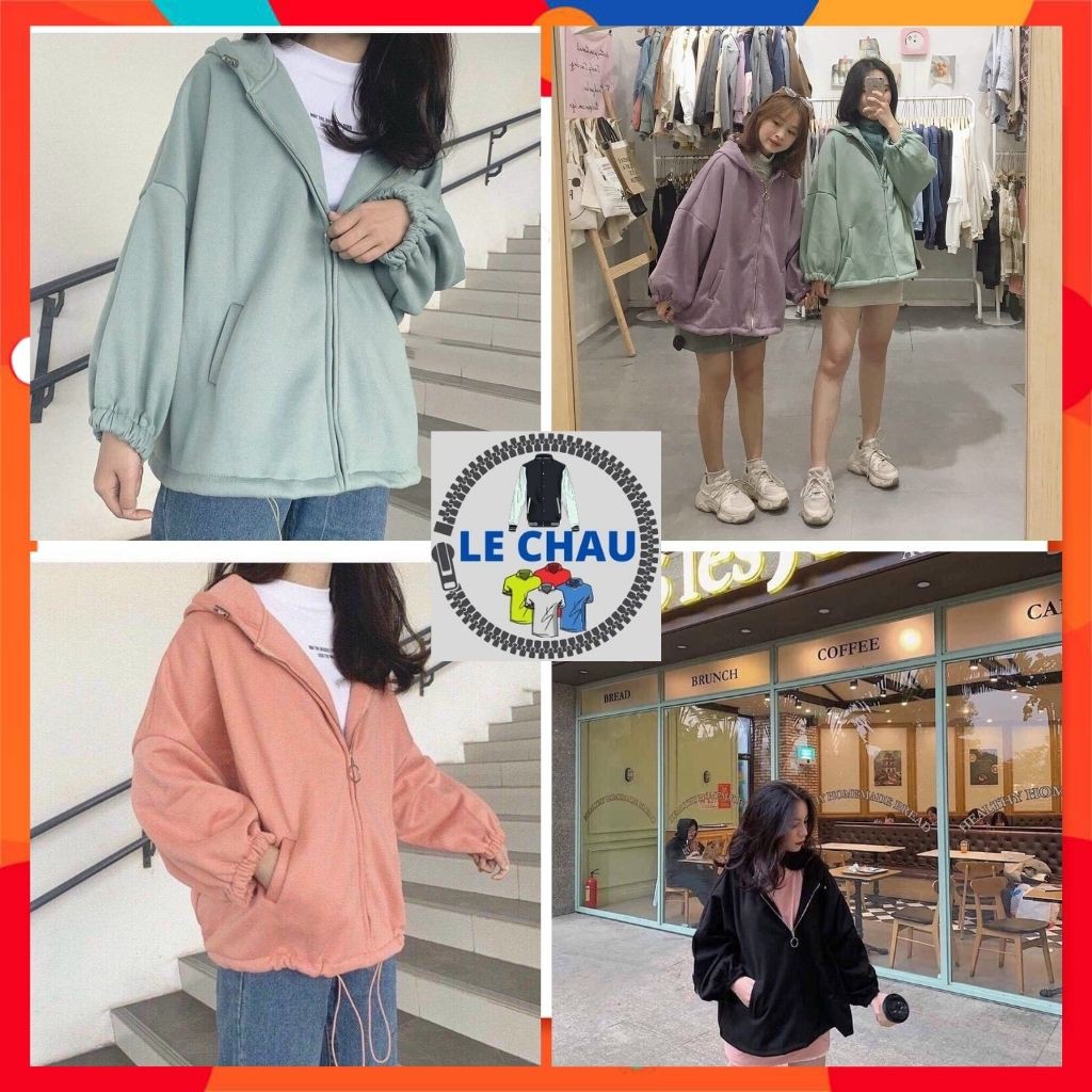 Áo khoac nỉ cánh dơi basic form rộng unisex AKN04 LECHAU kết hợp dây kéo bền đẹp | BigBuy360 - bigbuy360.vn