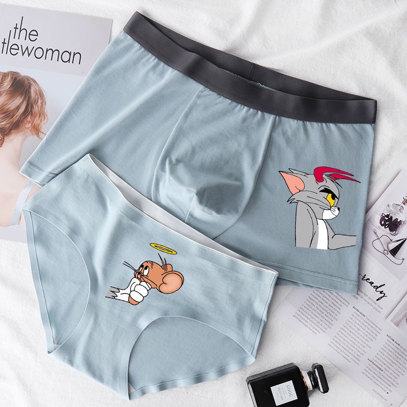 Quần lót bằng vải cotton họa tiết hoạt hình dễ thương cho cặp đôi