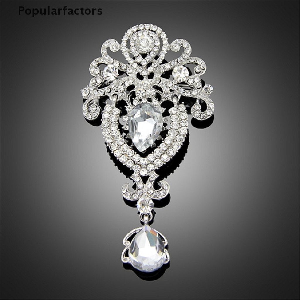 Ghim cài áo hình hoa lớn đính đá pha lê thời trang