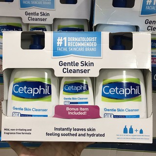 [bill Mỹ]Set sữa rửa mặt dịu nhẹ CETAPHIL Gentle Skin Cleanser (Bộ gồm 3 chai siêu tiết kiệm)