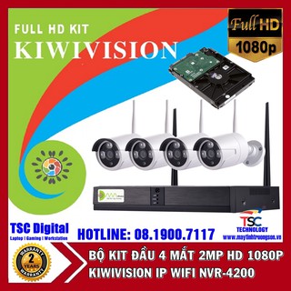 Bộ Camera KIWIVISION NVR4200 Wifi NVR Kit 4 Mắt Camera 2.0M Full HD 1080P