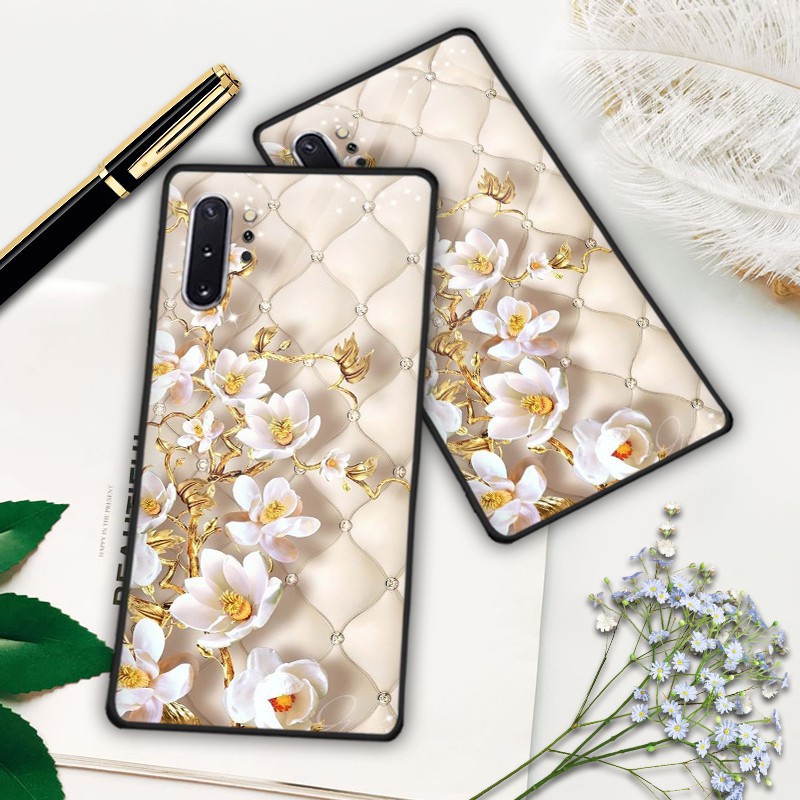 [HOT] - ỐP IPHONE, SAMSUNG TRÁNG GƯƠNG HOA TRẮNG NỀN Ô TRÁM