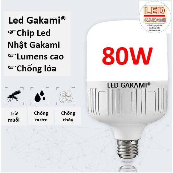 2 BÓNG ĐÈN LED TRỤ 80W, SIÊU SÁNG TIẾT KIỆM ĐIỆN LBT80Wc, CHIPLED GAKAMI NHẬT CHÍNH HÃNG