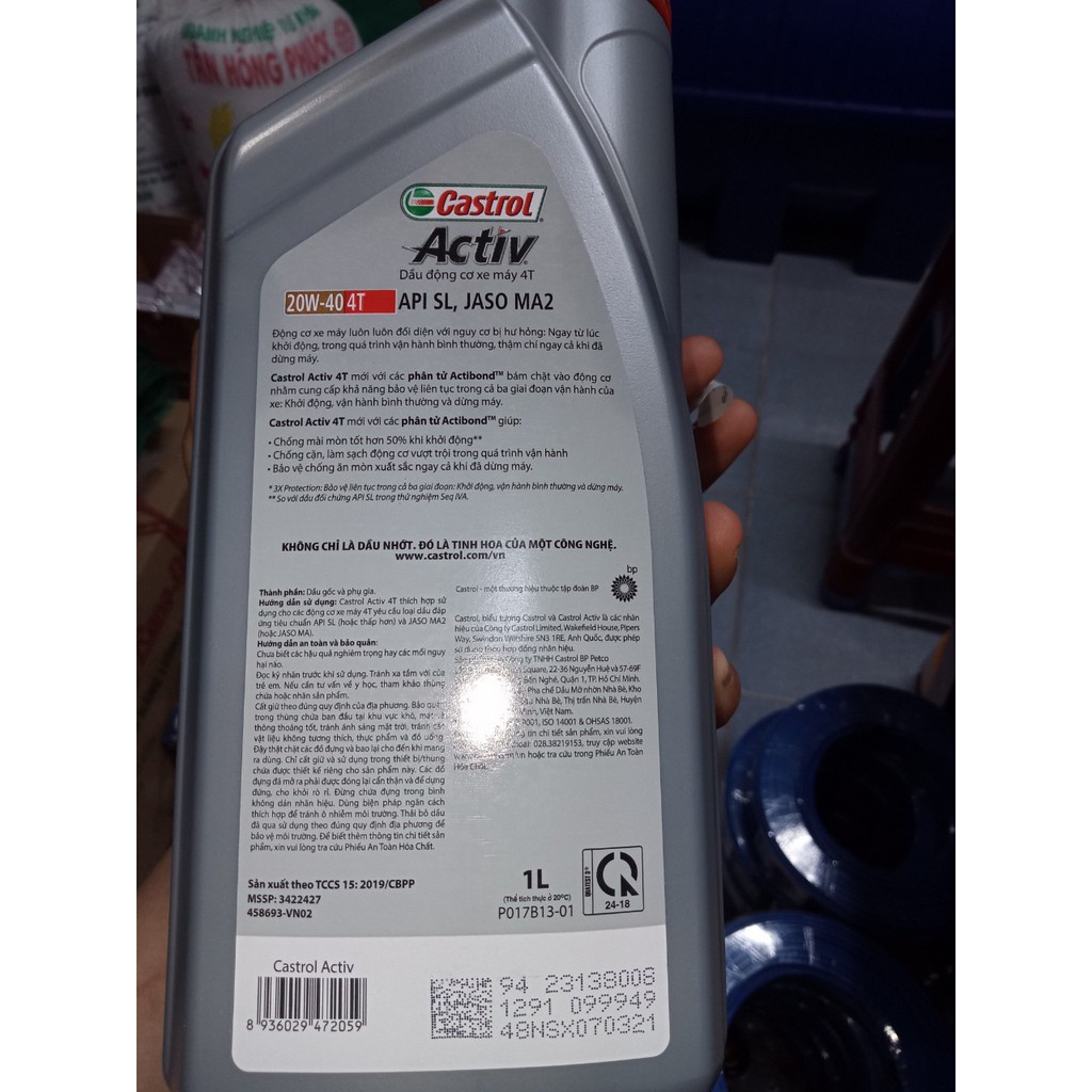 Nhớt xe máy castrol 4 thì activ 1 lít