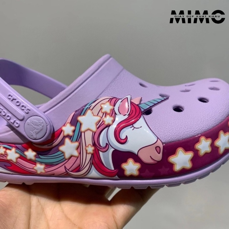 Tặng kèm charm, Dép sục Pony Tím êm nhẹ, viền 3D sắc nét cho bé gái