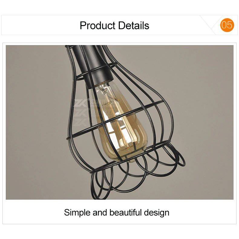 Đèn thả trang trí rọ sắt đơn giản