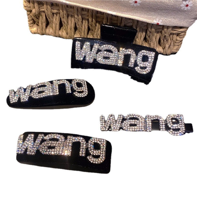 Kẹp Tóc Hình Chữ King Đính Đá Màu Đen Thời Trang Mùa Hè 2022