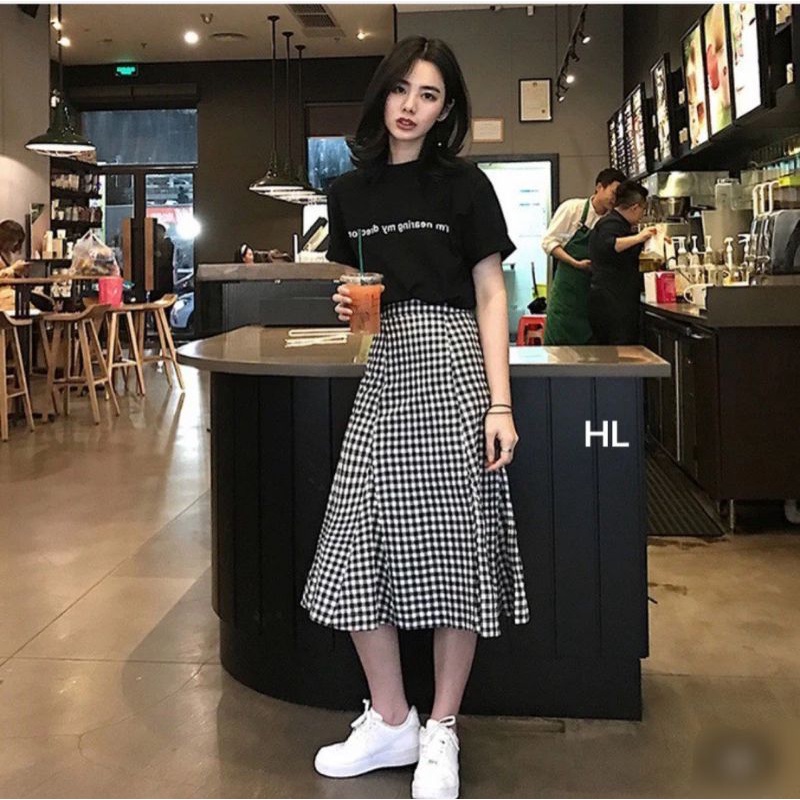 Sét áo phối mix chân váy BBR siêu xinh