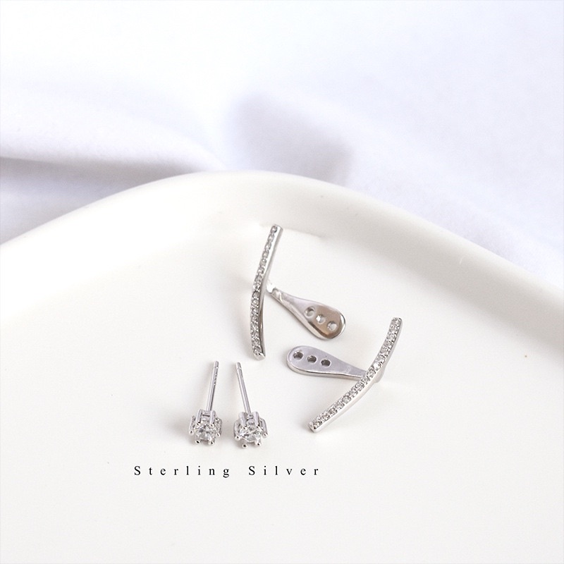 Bông tai vầng trăng đính đá zicron sáng lấp lánh phong cách Hàn quốc cho nữ BT118