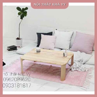 Bàn trà chân bánh mì kiểu Nhật, mặt gỗ cao su và chân có thể gấp gọn, phù hợp làm bàn ngồi trệt – Nội thất Khả Vy