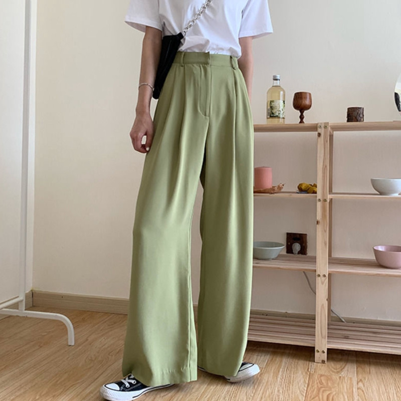 Quần Dài Ống Rộng Màu Trơn Thời Trang Xinh Xắn Cho Nữ