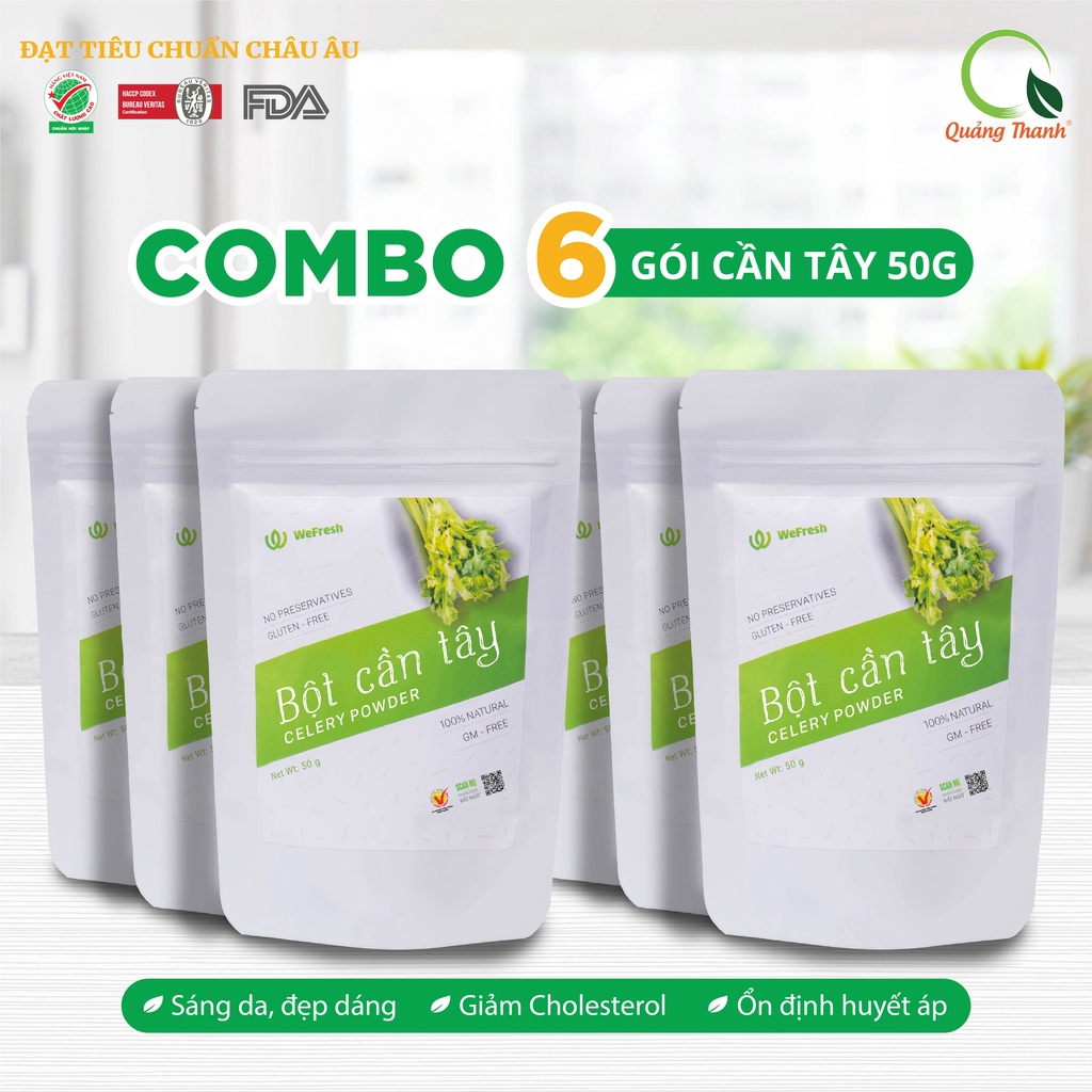 Combo Gói Bột Cần Tây Quảng Thanh - Sáng da, đẹp dáng, detox cơ thể - Gói 50g