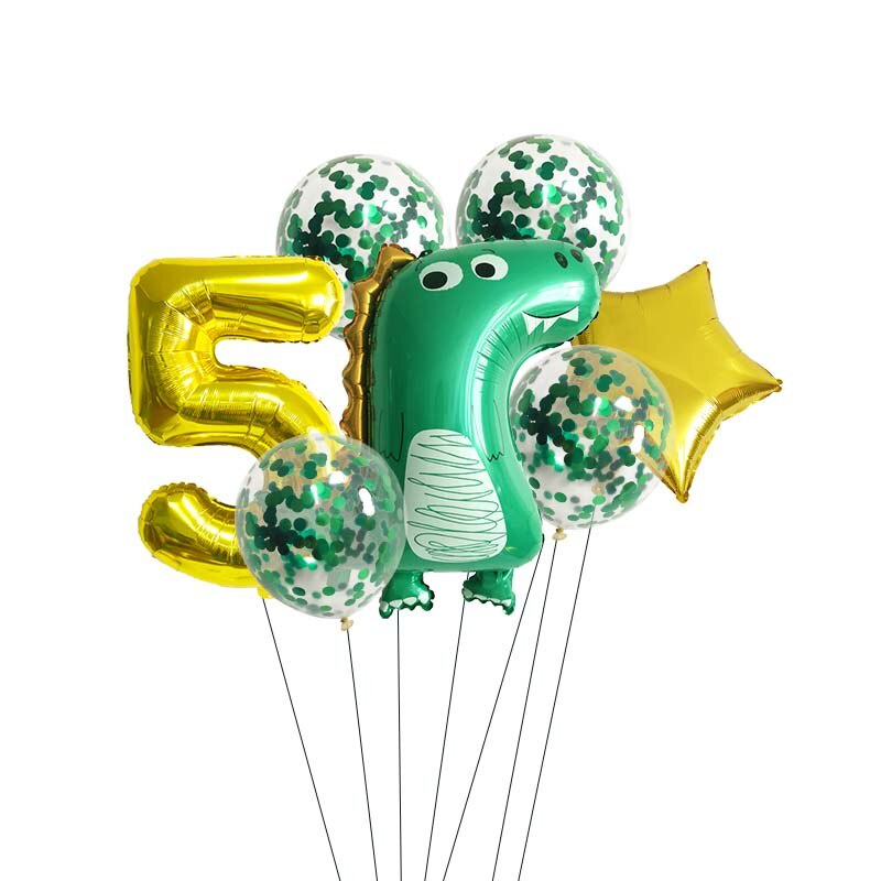 Bộ 7 Bong Bóng Hình Khủng Long 0-9 Trang Trí Tiệc Cho Bé