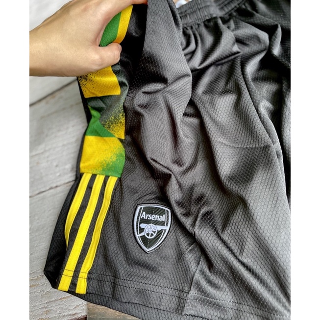 Set bộ quần áo thể thao bóng đá nam nữ arsenal trainning áo 3d xanh vàng quần đen có túi 2022 2023 ars