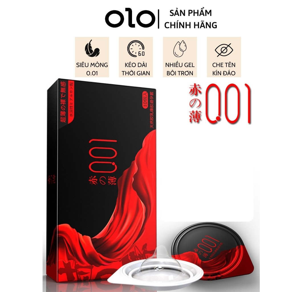 Bao cao su 0.01 OLO đỏ, đen sumurai siêu mỏng 0.01mm 10 bcs – olo_store