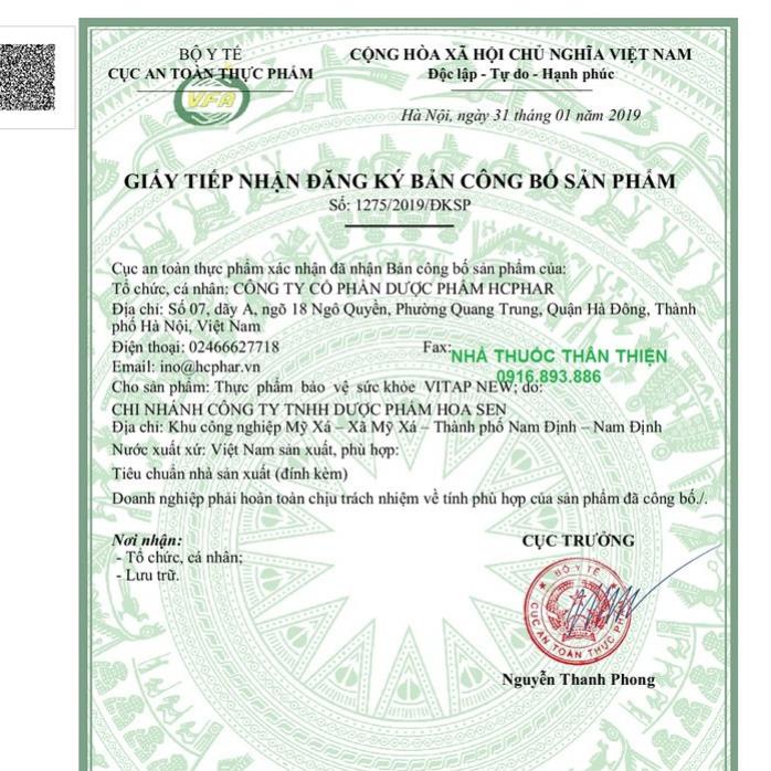 Vitap New -  Viên uống hỗ trợ bổ huyết, cải thiện huyết áp thấp (Hộp 30 viên)