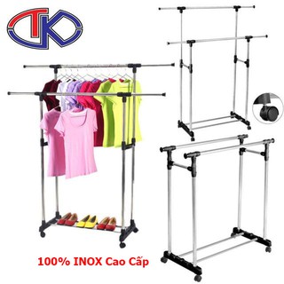 Giá phơi quần áo 2 tầng lắp ráp inox cao cấp