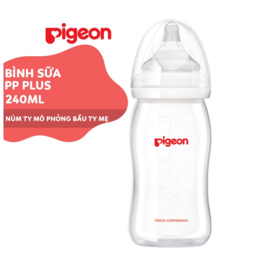 🌳🐾🌵Mua Là Có Quà🌳🐾🌵Bình Sữa Pigeon Cổ Rộng PP Plus 160ML/260ML🌳🐾🌵