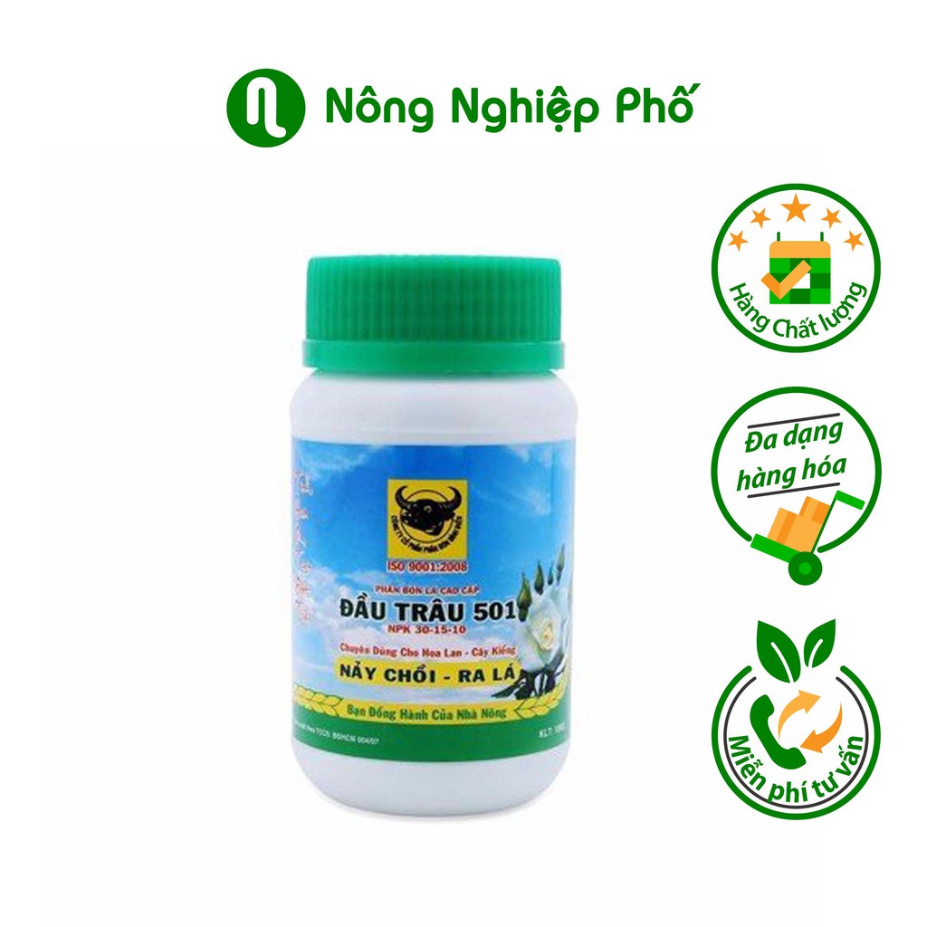 LỌ 100GRAM - PHÂN BÓN LÁ CAO CẤP ĐẦU TRÂU MK 501 (30-15-10)