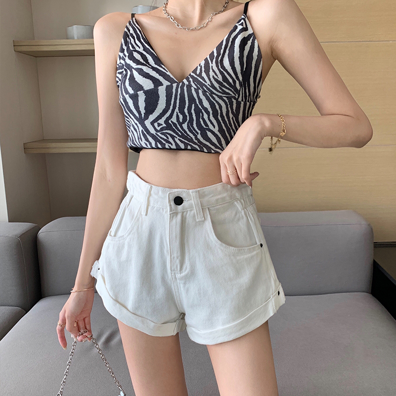 Quần đùi denim lưng cao ống rộng 11 màu sắc tùy chọn thời trang dành cho nữ | BigBuy360 - bigbuy360.vn