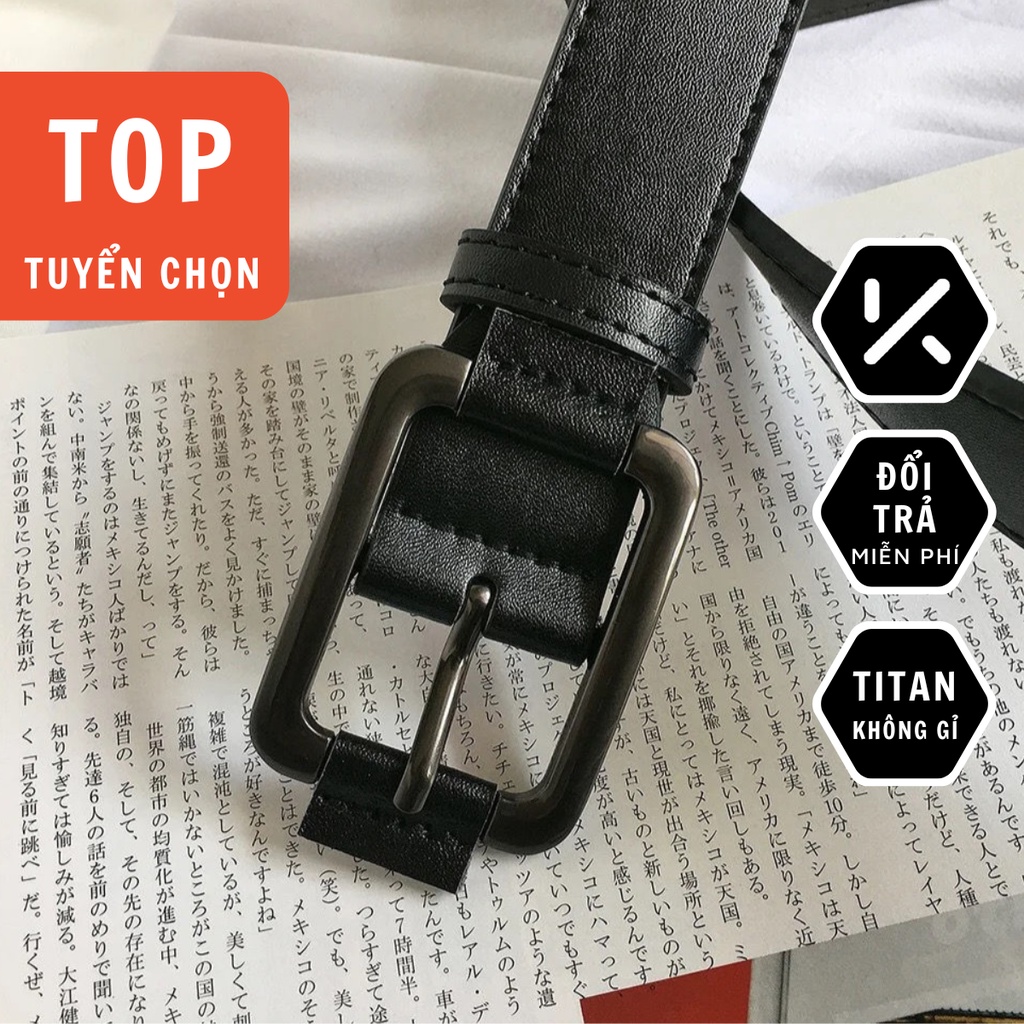 Thắt Lưng Da Nam Nữ Mặt Vuông Cao Cấp Dây Nịt Khóa Kim Giá Rẻ KuuStudio Phong Cách Thời Trang Nam Tính Hàn Quốc - DG