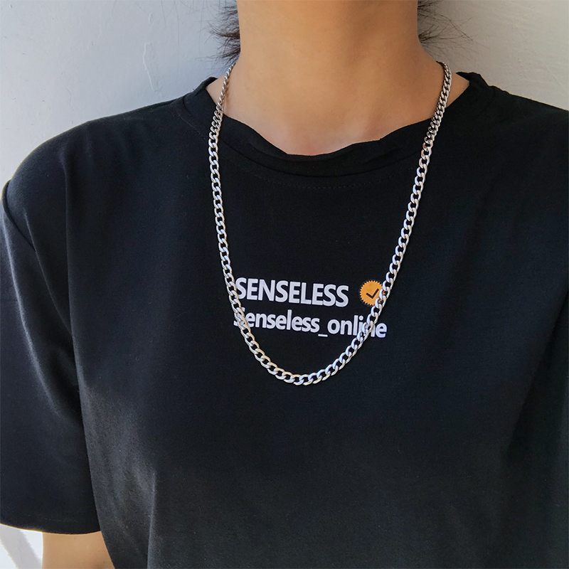 Dây chuyền thép titan dày phong cách thời trang hip hop đường phố 23114 dành cho nam nữ cặp đôi