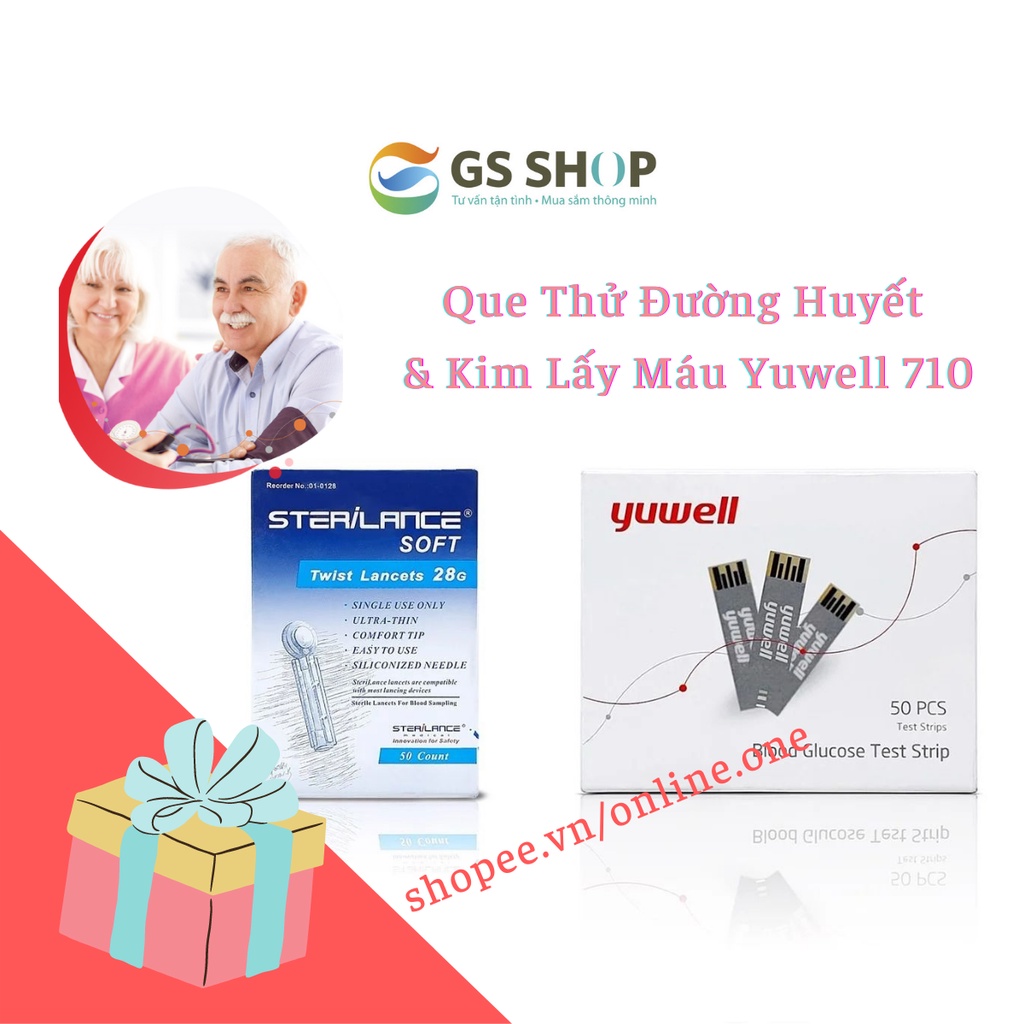 Hộp 50 Que thử đường huyết Yuwell và 50 kim lấy máu cho máy đo đường huyết Yuwell 710
