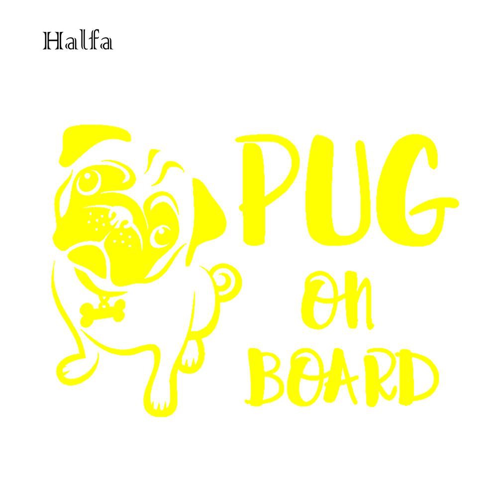 Hl HL HL HL☆Sticker Dán Trang Trí Xe Hơi Chống Nước Hình Chú Chó PUG ON BOARD 16.7x12cm