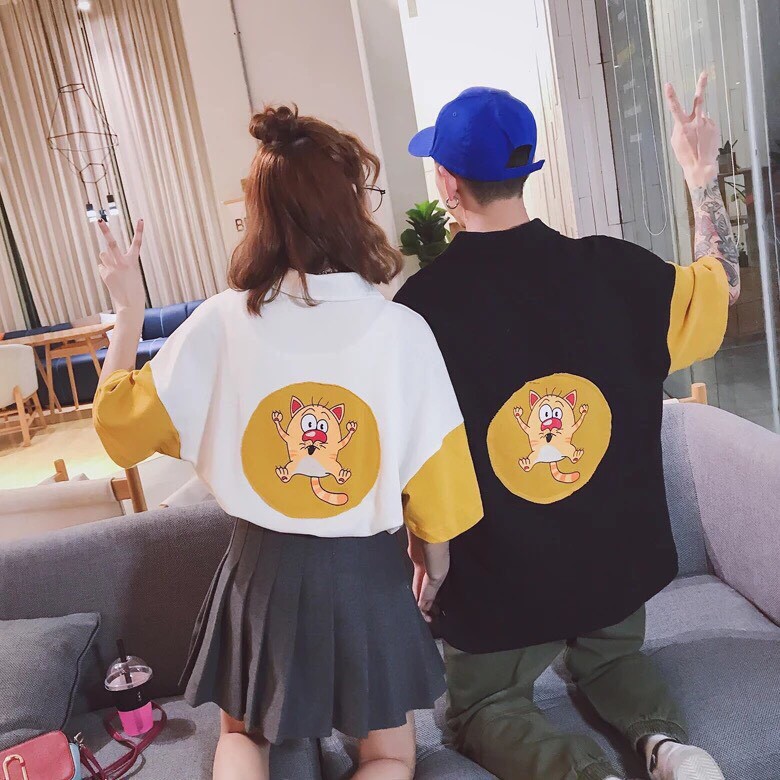 Áo Thun Nữ Ngắn Tay Có Cổ In Hình Sau Lưng Phối Khóa Kéo EVA AO 10398
