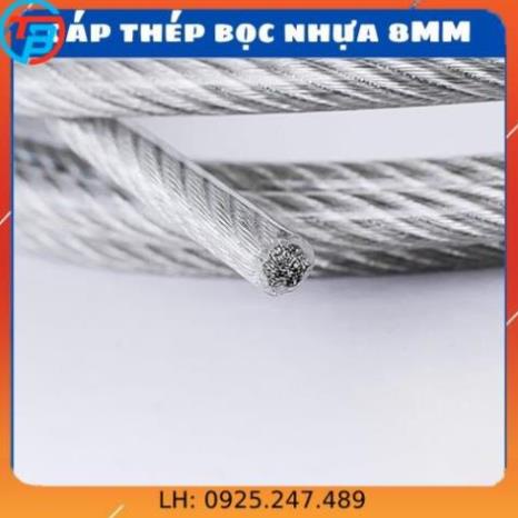 Cáp thép bọc nhựa 8mm (8ly), cáp bọc nhựa Phi 8mm