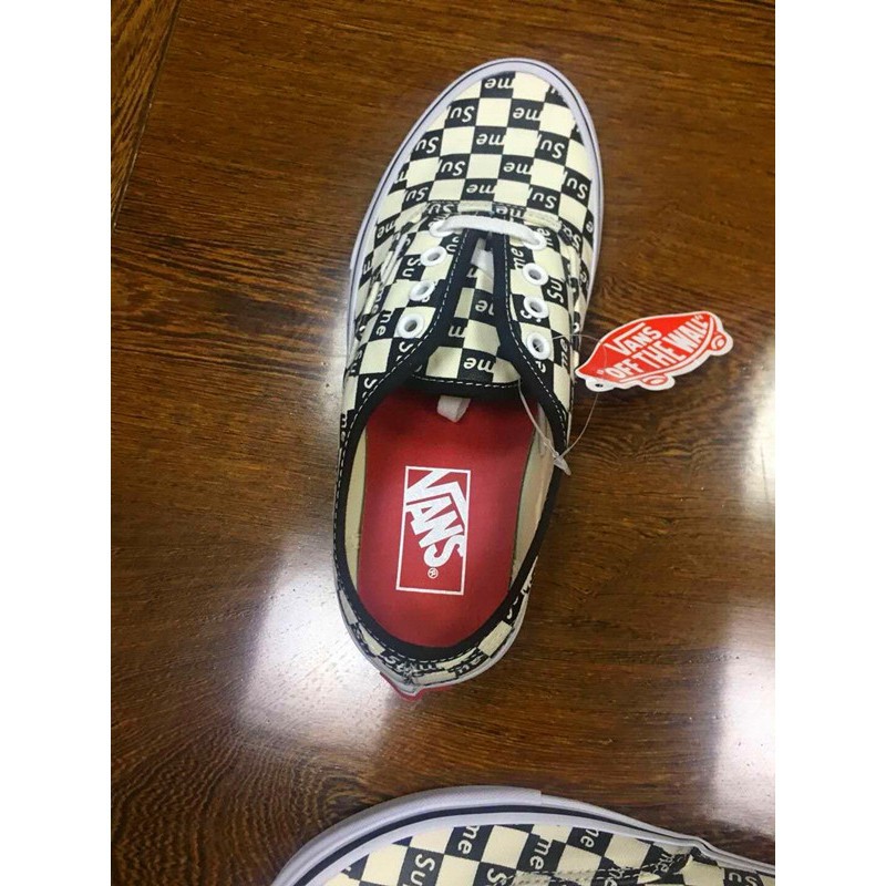 【With shoe box】Giày Vans Authentic Pro supreme checkers Lười Caro [Full Box + Vớ] uy tín