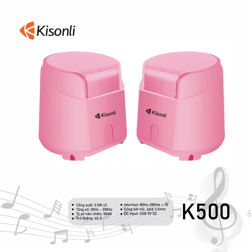 Loa 2.0 Kisonli K500 Pink LED