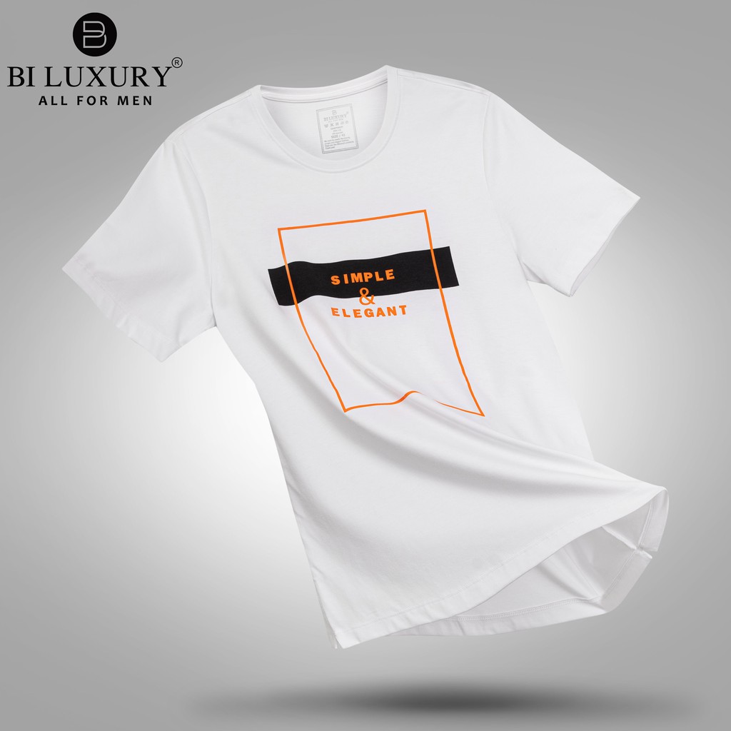 Áo phông nam ngắn tay BILUXURY 4APKH in hình độc đáo màu trắng bộ sưu tập thời trang kháng khuẩn