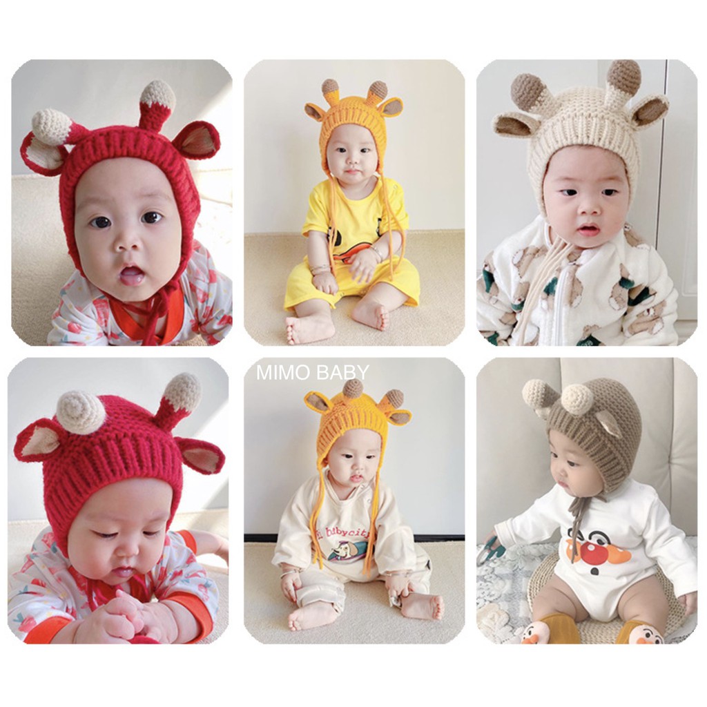 Mũ len hình sừng hươu cao cấp cho bé (1-3y) Mimo baby ML42