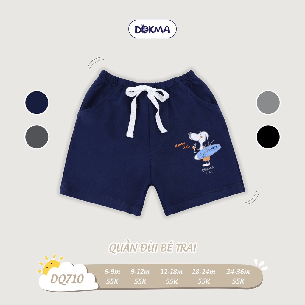 Quần short đùi cotton cho bé trai dokma mùa hè size 6-36M sale  DQ710